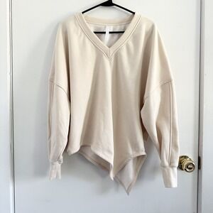 Fabletics Asymmetrical Hem "Mira" Sweatshirt in Cream Sz S